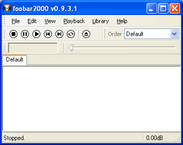 Interfaz de Foobar2000 recién instalado